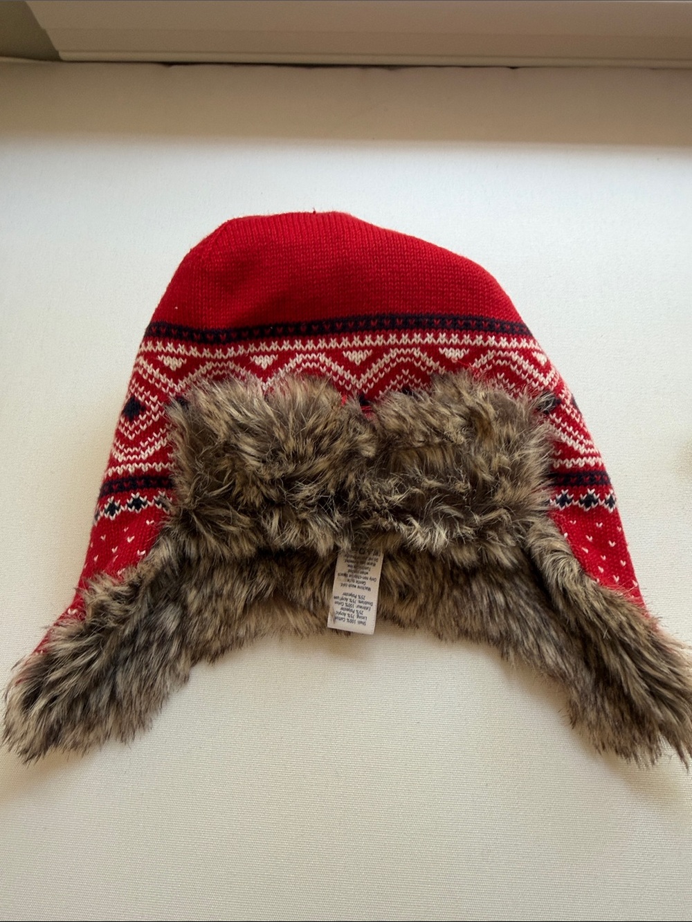 Janie + Jack Red Kids Faux Fur Lined Winter Trapper Hat